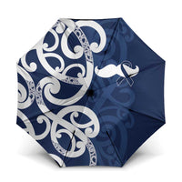 New Zealand Maori Mo Bros Umbrella Blue Ribbon With Koru Kowhaiwhai LT7 One Size Folded 11.42 inch Opened Diameter 37.4 inch Blue - Polynesian Pride