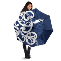 New Zealand Maori Mo Bros Umbrella Blue Ribbon With Koru Kowhaiwhai LT7 - Polynesian Pride