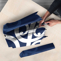 New Zealand Maori Mo Bros Umbrella Blue Ribbon With Koru Kowhaiwhai LT7 - Polynesian Pride