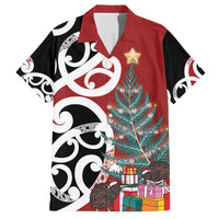 New Zealand Silver Fern Christmas Tree Family Matching Off The Shoulder Long Sleeve Dress and Hawaiian Shirt Meri Kirihimete - Polynesian Pride
