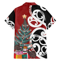 New Zealand Silver Fern Christmas Tree Family Matching Off Shoulder Short Dress and Hawaiian Shirt Meri Kirihimete - Polynesian Pride
