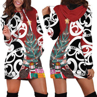New Zealand Silver Fern Christmas Tree Hoodie Dress Meri Kirihimete - Polynesian Pride