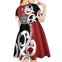 New Zealand Silver Fern Christmas Tree Kid Short Sleeve Dress Meri Kirihimete - Polynesian Pride
