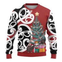 New Zealand Silver Fern Christmas Tree Ugly Christmas Sweater Meri Kirihimete - Polynesian Pride