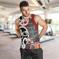 New Zealand Silver Fern Christmas Tree Men Tank Top Meri Kirihimete - Polynesian Pride