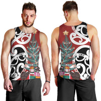 New Zealand Silver Fern Christmas Tree Men Tank Top Meri Kirihimete - Polynesian Pride