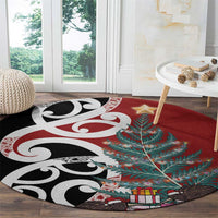 New Zealand Silver Fern Christmas Tree Round Carpet Meri Kirihimete - Polynesian Pride