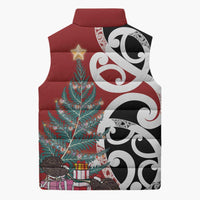 New Zealand Silver Fern Christmas Tree Sleeveless Puffer Jacket Meri Kirihimete - Polynesian Pride