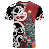 New Zealand Silver Fern Christmas Tree T Shirt Meri Kirihimete - Polynesian Pride