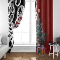 New Zealand Silver Fern Christmas Tree Window Curtain Meri Kirihimete - Polynesian Pride