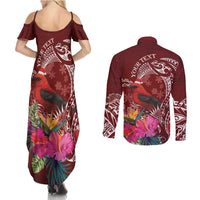 Personalized Samoa Meri Krisimasi Couples Matching Summer Maxi Dress and Long Sleeve Button Shirt Segasegamau'u Mix Siapo