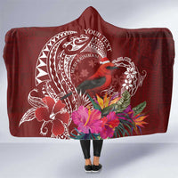 Personalized Samoa Meri Krisimasi Hooded Blanket Segasegamau'u Mix Siapo LT7 One Size Red - Polynesian Pride