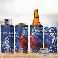 Personalized Samoa Christmas 4 in 1 Can Cooler Tumbler Cardinal Honeyeater Mix Siapo LT7 - Polynesian Pride