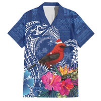 Personalized Samoa Christmas Family Matching Long Sleeve Bodycon Dress and Hawaiian Shirt Cardinal Honeyeater Mix Siapo