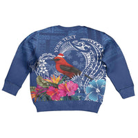Personalized Samoa Christmas Kid Ugly Christmas Sweater Cardinal Honeyeater Mix Siapo LT7 - Polynesian Pride