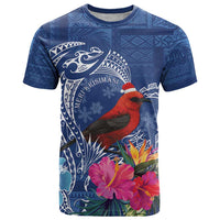 Personalized Samoa Christmas T Shirt Cardinal Honeyeater Mix Siapo