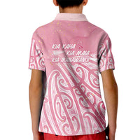 Breast Cancer Awareness Maori Kid Polo Shirt Kia Kaha Kia Maia Kia Manawanui - Polynesian Pride