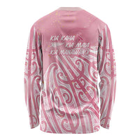 Breast Cancer Awareness Maori Long Sleeve Shirt Kia Kaha Kia Maia Kia Manawanui - Polynesian Pride