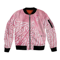 Breast Cancer Awareness Maori Sleeve Zip Bomber Jacket Kia Kaha Kia Maia Kia Manawanui LT7 Unisex Pink - Polynesian Pride