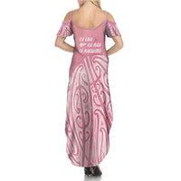 Breast Cancer Awareness Maori Summer Maxi Dress Kia Kaha Kia Maia Kia Manawanui - Polynesian Pride