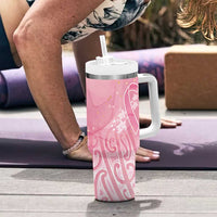 Breast Cancer Awareness Maori Tumbler With Handle Kia Kaha Kia Maia Kia Manawanui - Polynesian Pride