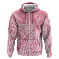 Breast Cancer Awareness Maori Zip Hoodie Kia Kaha Kia Maia Kia Manawanui - Polynesian Pride