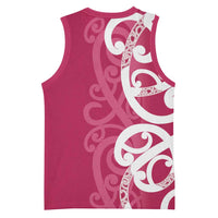 Breast Cancer Awareness Maori Basketball Jersey Koru Kowhaiwhai - Polynesian Pride