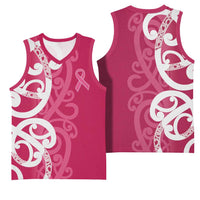 Breast Cancer Awareness Maori Basketball Jersey Koru Kowhaiwhai - Polynesian Pride