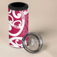 Breast Cancer Awareness Maori 4 in 1 Can Cooler Tumbler Koru Kowhaiwhai - Polynesian Pride