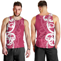 Breast Cancer Awareness Maori Men Tank Top Koru Kowhaiwhai - Polynesian Pride