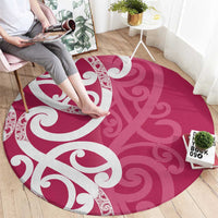 Breast Cancer Awareness Maori Round Carpet Koru Kowhaiwhai - Polynesian Pride