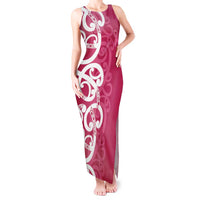 Breast Cancer Awareness Maori Tank Maxi Dress Koru Kowhaiwhai - Polynesian Pride