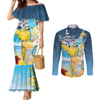 Funny Tropical Christmas Couples Matching Mermaid Dress and Long Sleeve Button Shirt Tis The Season To Get Tipsy