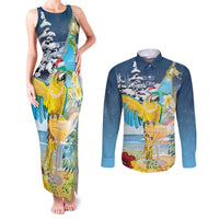 Funny Tropical Christmas Couples Matching Tank Maxi Dress and Long Sleeve Button Shirt Tis The Season To Get Tipsy