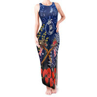 Anzac Tank Maxi Dress Australia Aboriginal Mix New Zealand Slouch Hats LT7 Women Blue - Polynesian Pride