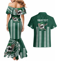 Hawaii Rainbow Warriors Personalized Couples Matching Mermaid Dress and Hawaiian Shirt Kakau Ikakai Laau Pama