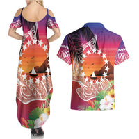 Kia Orana Cook Islands Couples Matching Summer Maxi Dress and Hawaiian Shirt Sunset Dream