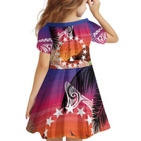 Kia Orana Cook Islands Family Matching Short Sleeve Bodycon Dress and Hawaiian Shirt Sunset Dream