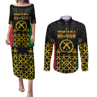 Vanuatu Indipendens Dei Couples Matching Puletasi and Long Sleeve Button Shirt Tribal Sand Drawing LT7 Colorful - Polynesian Pride