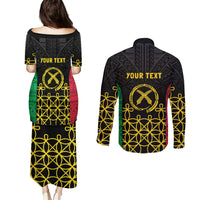 Vanuatu Indipendens Dei Couples Matching Puletasi and Long Sleeve Button Shirt Tribal Sand Drawing LT7 - Polynesian Pride