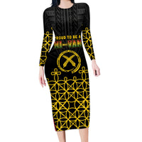 Vanuatu Indipendens Dei Long Sleeve Bodycon Dress Tribal Sand Drawing