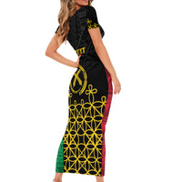 Vanuatu Indipendens Dei Short Sleeve Bodycon Dress Tribal Sand Drawing