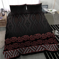 Maori Taniko Patterns Bedding Set Brown Niho Taniwha Mix Paatiki Motifs