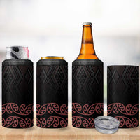 Maori Taniko Patterns 4 in 1 Can Cooler Tumbler Brown Niho Taniwha Mix Paatiki Motifs