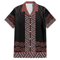 Maori Taniko Patterns Family Matching Off The Shoulder Long Sleeve Dress and Hawaiian Shirt Brown Niho Taniwha Mix Paatiki Motifs