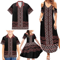 Maori Taniko Patterns Family Matching Summer Maxi Dress and Hawaiian Shirt Brown Niho Taniwha Mix Paatiki Motifs