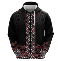 Maori Taniko Patterns Hoodie Brown Niho Taniwha Mix Paatiki Motifs