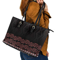 Maori Taniko Patterns Leather Tote Bag Brown Niho Taniwha Mix Paatiki Motifs