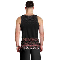 Maori Taniko Patterns Men Tank Top Brown Niho Taniwha Mix Paatiki Motifs