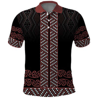 Maori Taniko Patterns Polo Shirt Brown Niho Taniwha Mix Paatiki Motifs